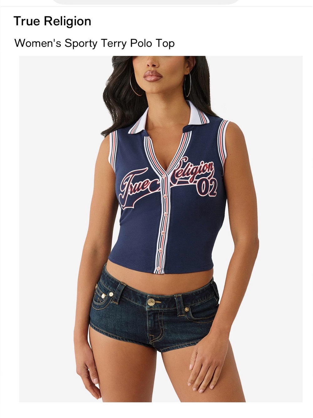 True Religion Women's Sporty Terry Polo Top